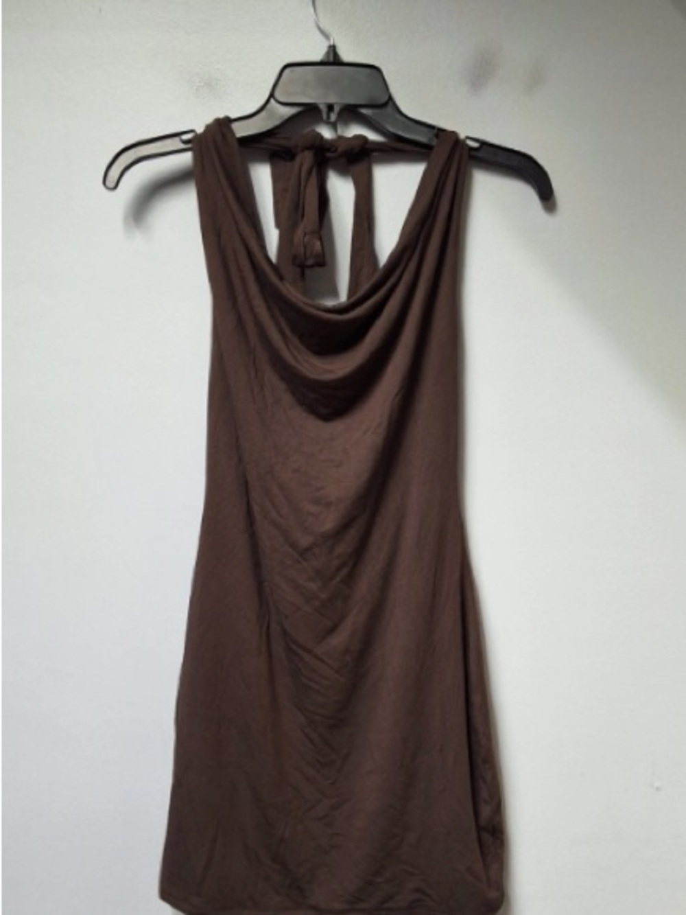 Sunday Best Brown Cowl Neck Halter Dress